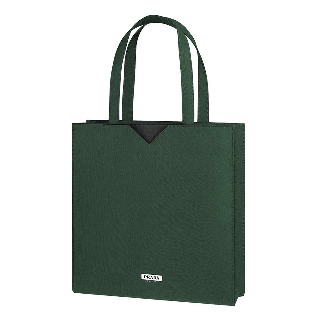 Prada Beauty Fragrance Dark Green Large Size Tote with Black Accent